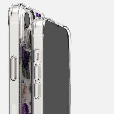 Obrnený kryt puzdra s gélovým gélom rám iPhone 14 plus fúzny dizajn fialová ruža