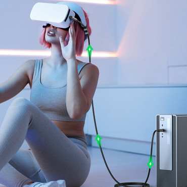 Cable de ángulo USB-C de cable con soporte de gafas VR Oculus Quest 2 60W 5M negro