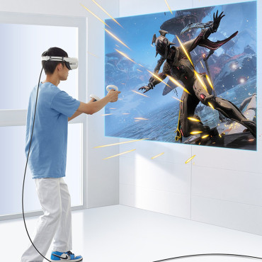 Cable de ángulo USB-C de cable con soporte de gafas VR Oculus Quest 2 60W 5M negro