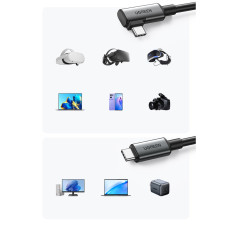 Cable de ángulo USB-C de cable con soporte de gafas VR Oculus Quest 2 60W 5M negro