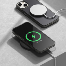 Caso protetor para iPhone 14 plus com moldura cinza fusão de gel