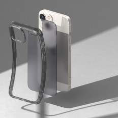 Caso protetor para iPhone 14 plus com moldura cinza fusão de gel