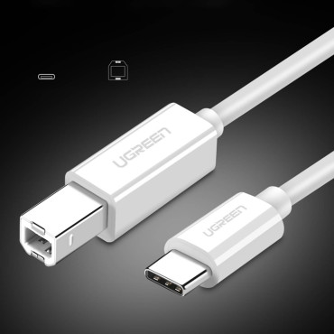 Kabeļu kabelis USB-C printerim - USB-B 480MB / s 1m balts