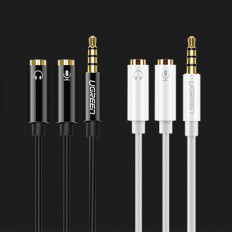Mini Jack Leaker 3,5 mm - 2 x Mini Jack 3.5mm Mikrofon och svarta hörlurar