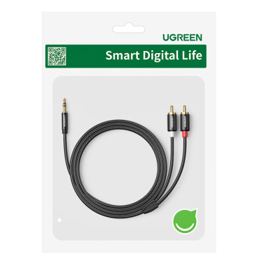 Káblový audio kábel 3,5 mm Mini Jack - 2x RCA 5M čierna