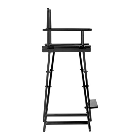 Zwarte aluminium make-up stoel — zijaanzicht