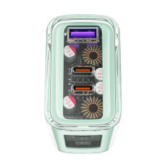 GAN 65W 3 Carregador de rede 3 portas 1x USB 2x USB-C Cinza