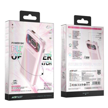 Powerbank 10000mAh Mousserande serie Snabblastning 30W Pink