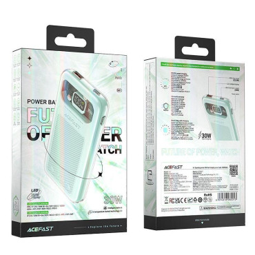 PowerBank 10000mAh dzirkstošā sērija Ātrā iekraušana 30W zaļš