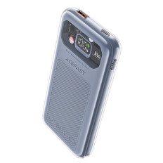 PowerBank 10000mAh dzirkstošā sērija Ātrā iekraušana 30W pelēks