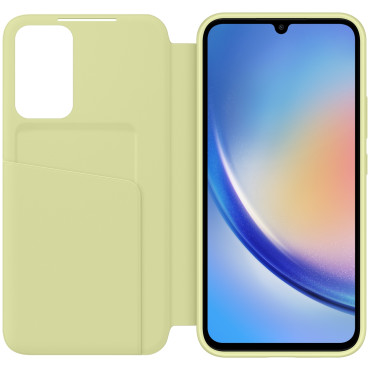 Fallkåpa med flapfönster Plånbok Galaxy A34 5G Smart View Lime Wallet