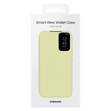 Fallkåpa med flapfönster Plånbok Galaxy A34 5G Smart View Lime Wallet
