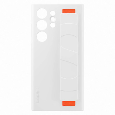 Custodia in silicone con striscia Samsung Galaxy S23 Ultra Silicone Grip Cover Bianco