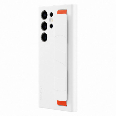 Silikonetaske deksel med stripe Samsung Galaxy S23 Ultra Silikon Grip Deksel Hvit