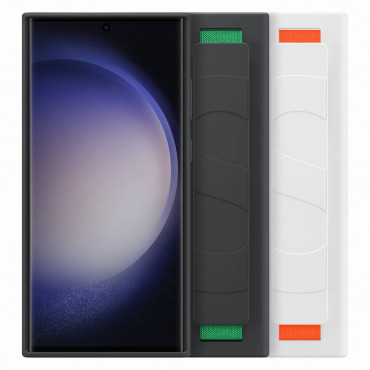Capa de casos de silicone com listra Samsung Galaxy S23 Ultra Silicone Grip Capa Branco