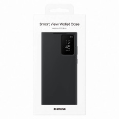 Galaxy S23 Ultra Case Funda con Flap y Smart View Wallet Funda Negro