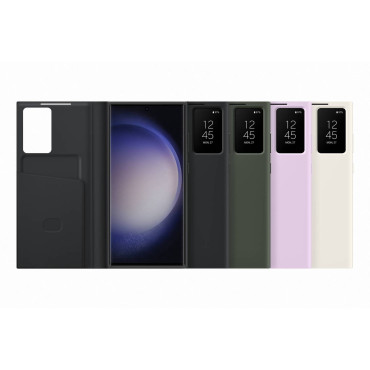 Galaxy S23 Ultra Case Cover With Flap och Smart View Wallet Case Black