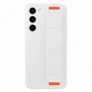 Silicone case cover with hand strap Samsung Galaxy S23 + white