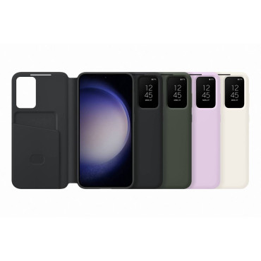 Capa de caso com carteira de flap para Samsung Galaxy S23 + Smart View Caixa de Caixa de Carteira