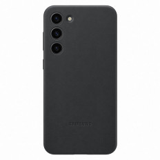 Fallkåpa med naturlig hud Samsung Galaxy S23 + Läderkåpa Svart