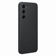 Fallkåpa med naturlig hud Samsung Galaxy S23 + Läderkåpa Svart