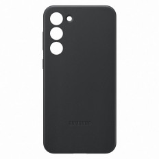 Fallkåpa med naturlig hud Samsung Galaxy S23 + Läderkåpa Svart
