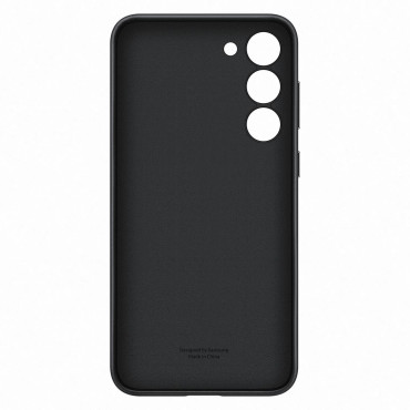 Fallkåpa med naturlig hud Samsung Galaxy S23 + Läderkåpa Svart