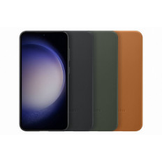 Kryt s prirodzenou kožou Samsung Galaxy S23 + Kožený kryt Black