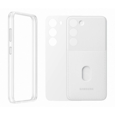 Coque couverture avec des chargeuses amovibles Samsung Galaxy S23 Coque Cadre Blanc