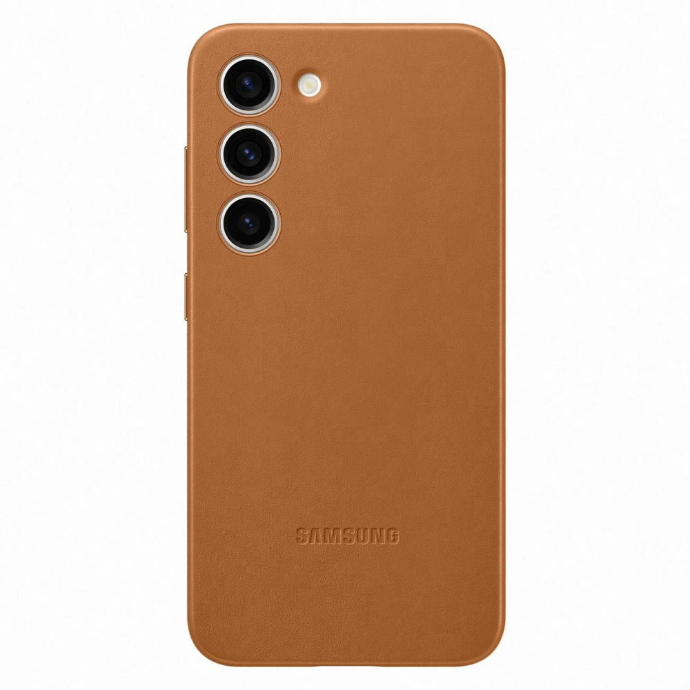 Gadījuma maisiņš ar dabīgu ādas Samsung Galaxy S23 Ādas segumu kamielis