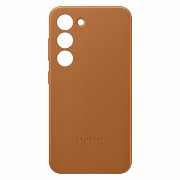 Gadījuma maisiņš ar dabīgu ādas Samsung Galaxy S23 Ādas segumu kamielis