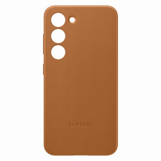Gadījuma maisiņš ar dabīgu ādas Samsung Galaxy S23 Ādas segumu kamielis