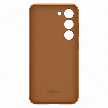 Gadījuma maisiņš ar dabīgu ādas Samsung Galaxy S23 Ādas segumu kamielis