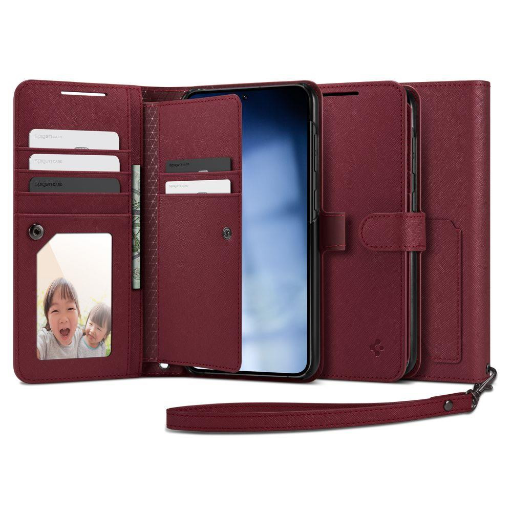 Θήκη με πορτοφόλι και τσέπη για το Galaxy S23 + Wallet S Plus Burgundy