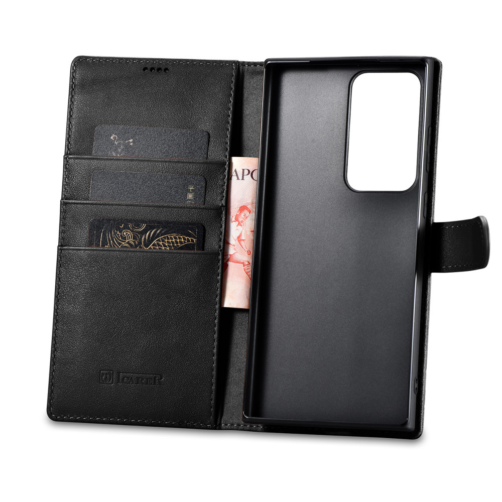 Case Lederen Cover Wallet voor Samsung Galaxy S23 Ultra Wallet Case Black