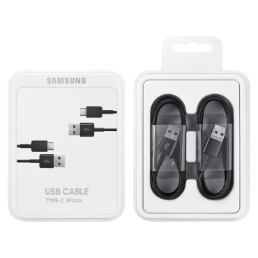 2 x Samsung USB-kabel - USB-C 480MB / s 5A 1.5m Svart set 2st