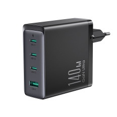 GAN RÁPIDO 140W 3X USB-C USB-A Carregador de Rede + Cabo USB-C 240W 1.2m Preto