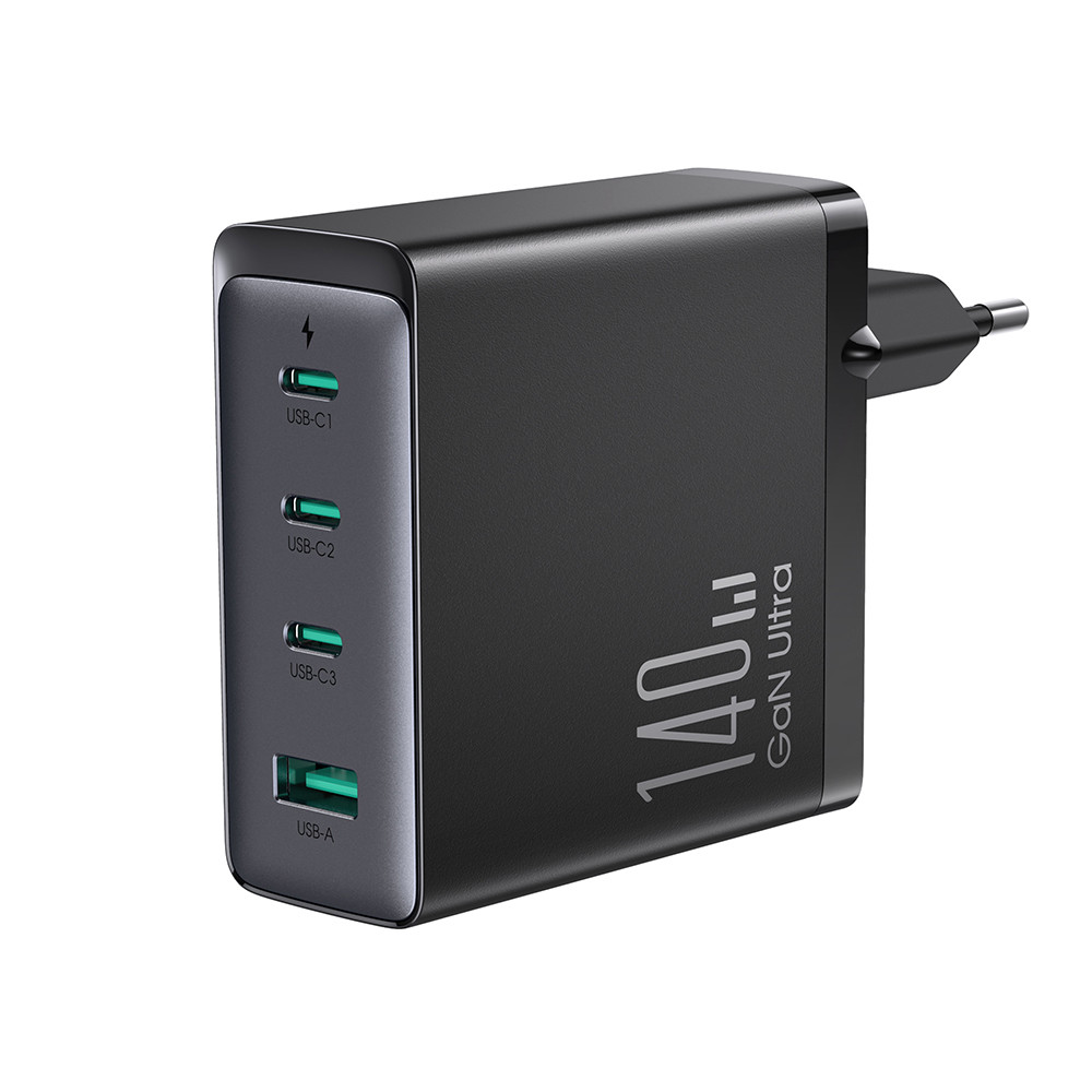 GAN RÁPIDO 140W 3X USB-C USB-A Carregador de Rede + Cabo USB-C 240W 1.2m Preto