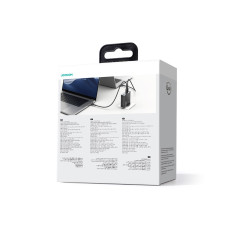 GAN RÁPIDO 140W 3X USB-C USB-A Carregador de Rede + Cabo USB-C 240W 1.2m Preto