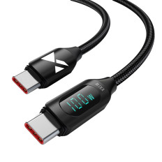 Kabel-USB-C-Kabel mit LED-Anzeige PD 100W 1M schwarz