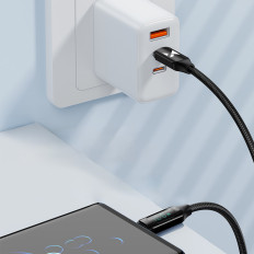 Kabelis USB-C kabelis su LED ekranu PD 100W 1m juoda