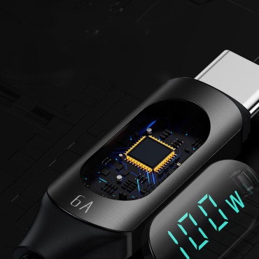 Kabel USB-C kabel z LED zaslonom PD 100W 1M črna