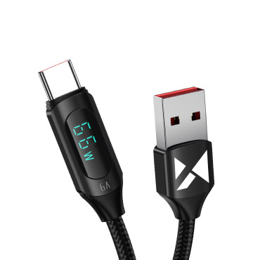 Καλώδιο USB-ένα καλώδιο - USB-C με οθόνη LED 66W 6A 1m μαύρο