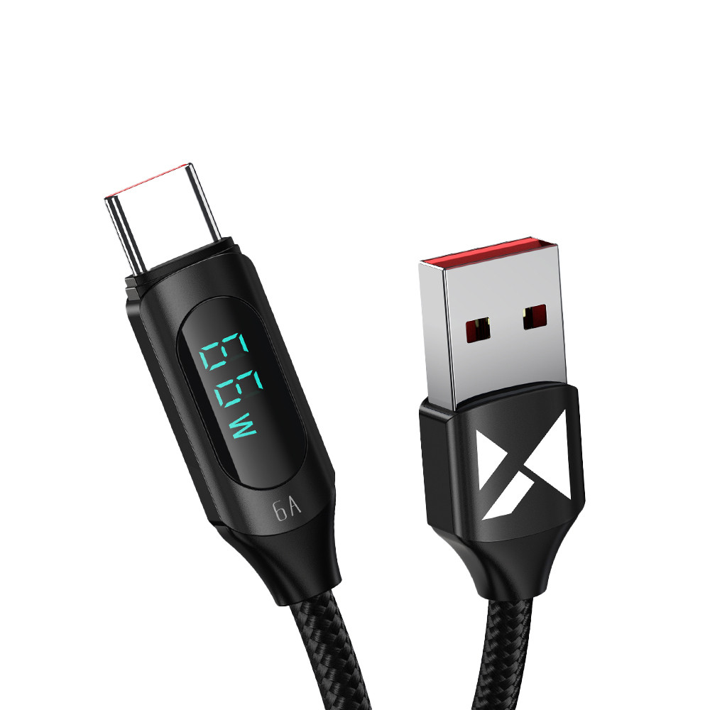 Kabel USB-A-kabel - USB-C med LED-display 66W 6A 1M Svart
