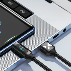 Kabel USB-A-kabel - USB-C med LED-display 66W 6A 1M Svart