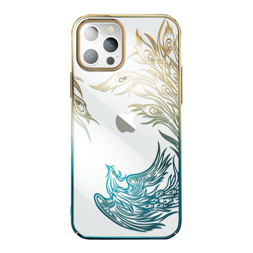 Luksusa iPhone 14 Plus Case ar Phoenix sērijas zelta ziliem kristāliem