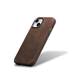 Læder Taske Cover til iPhone 15 Plus Olie Wax Premium Læder Magsafe Brown