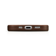 Capa de Couro para iPhone 15 Plus Óleo Cera Premium Couro Magsafe Brown