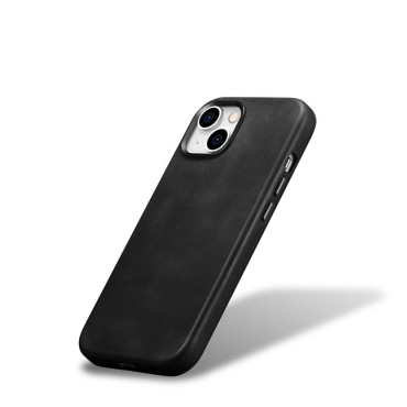 Ādas korpusa vāks iPhone 15 Plus eļļas vaska premium ādas Magsafe Black