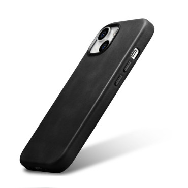 Ādas korpusa vāks iPhone 15 Plus eļļas vaska premium ādas Magsafe Black